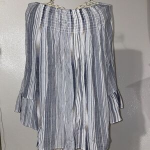 Womans Zac And Rachel Top Size Petite L Gray Stripe